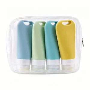 4Pcs Pastel Silicone Travel Bottles With Clear Bag
