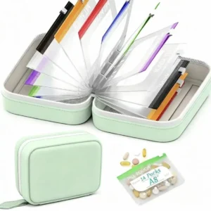 Pill Organizer Set w/ 14 PCS Zippered Pouches