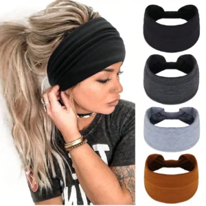 1pc Wide Elastic Headband, Solid Colors