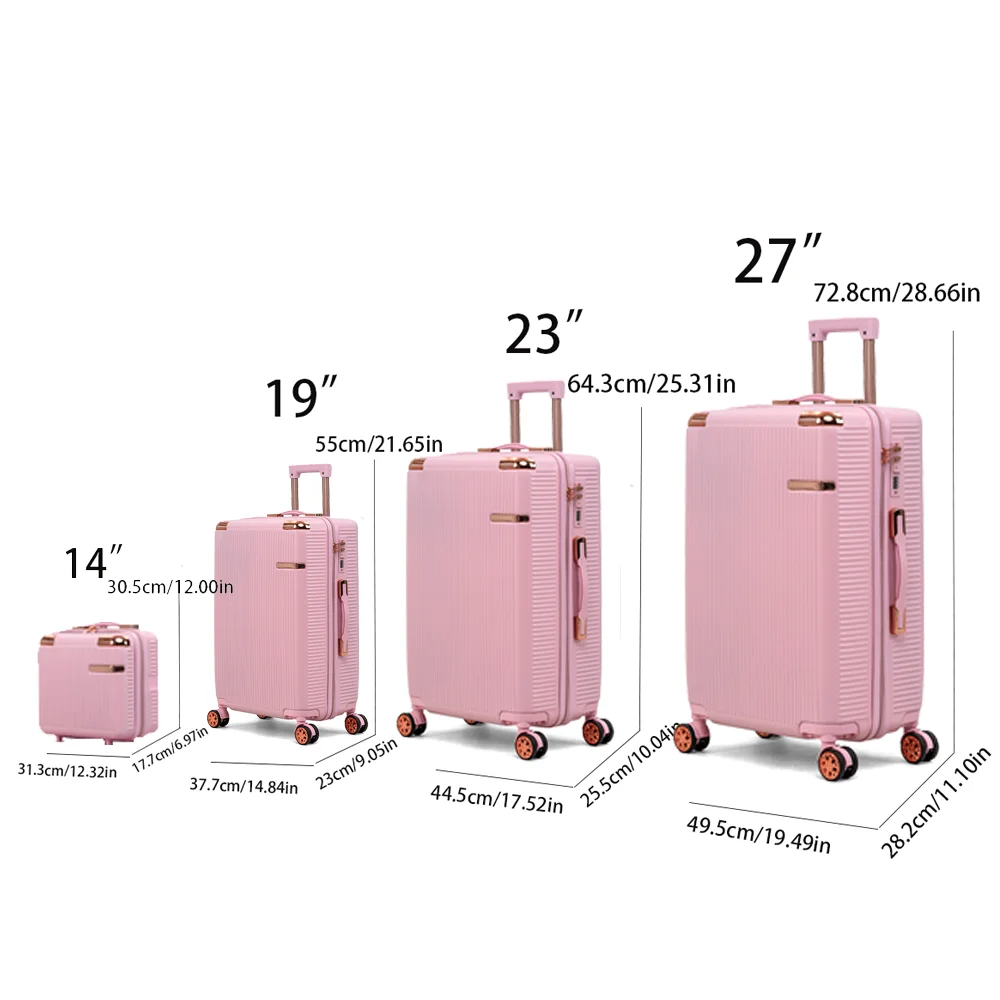 4pcs Hard Suitcases Set, 360 ° Dual Rotating Four-wheel , Password Lock, Lightweight Universal Wheel Luggage, 14"19"23"27 Inch - Image 4