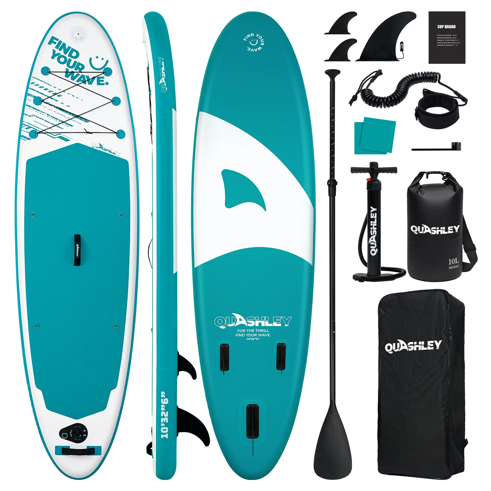 305*81*15cm Inflatable Paddle Board for Adults & Youth with Adjustable Paddle, Backpack & Hand Pump - Image 1
