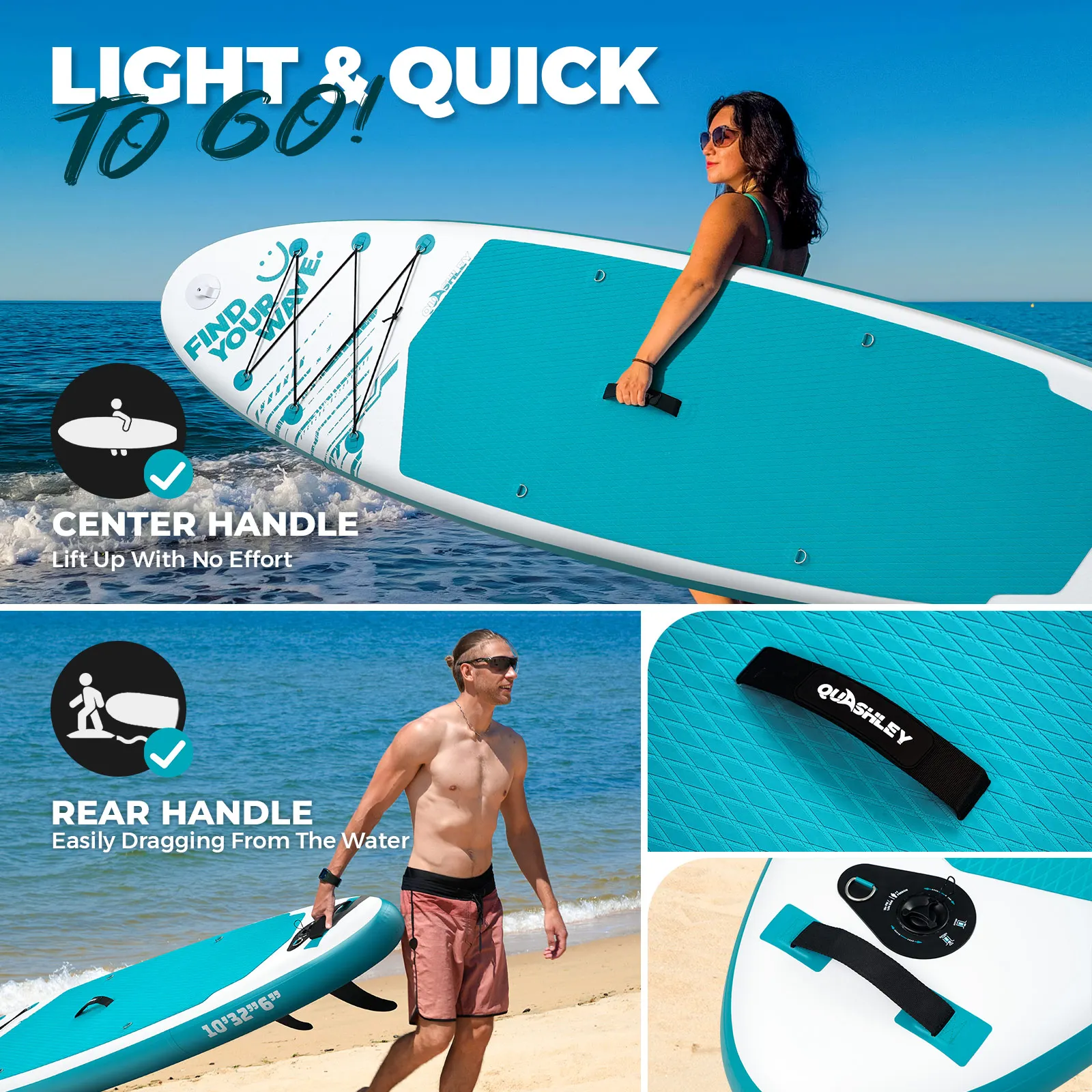 305*81*15cm Inflatable Paddle Board for Adults & Youth with Adjustable Paddle, Backpack & Hand Pump - Image 5