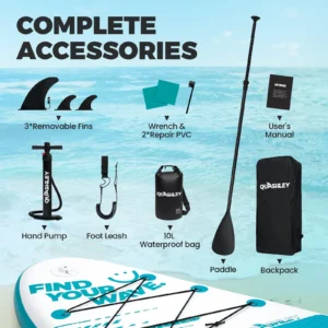 305*81*15cm Inflatable Paddle Board for Adults & Youth with Adjustable Paddle, Backpack & Hand Pump - Thumbnail Image 4