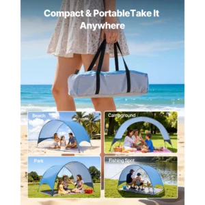 Beach Tent Sun Shelter for 3/4 Person UPF 50+ Protection Portable - Thumbnail Image 6