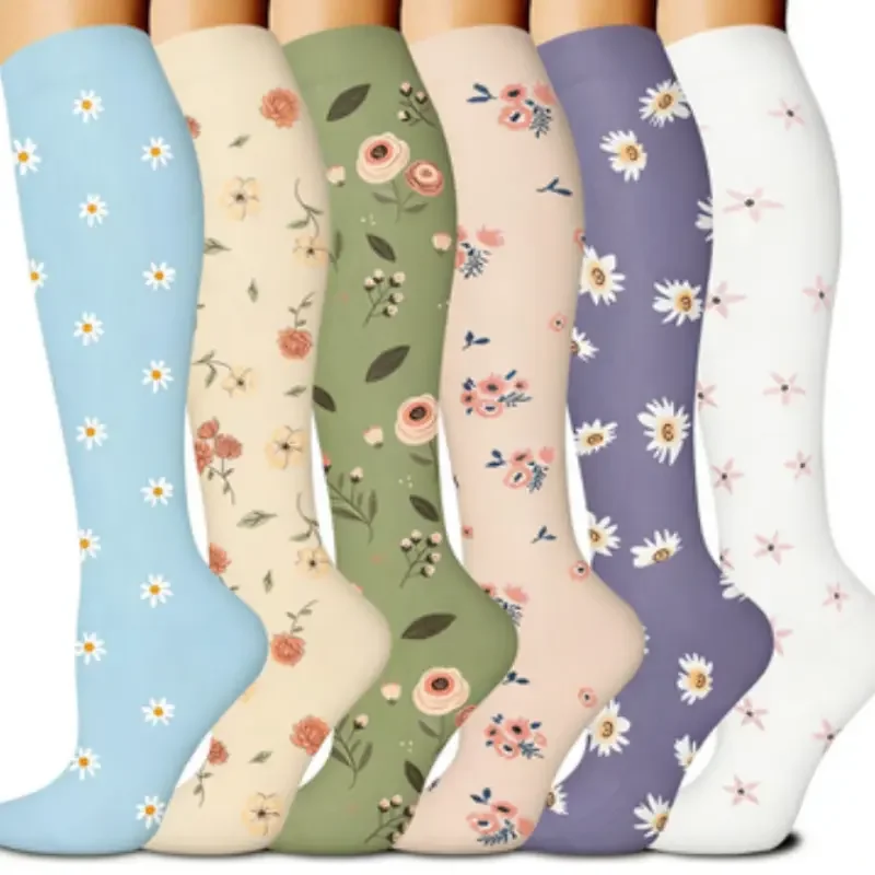 6 Pairs Multicolor Compression Socks, Unisex - Image 5