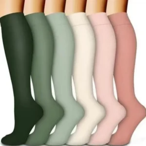 6 Pairs Multicolor Compression Socks, Unisex - Thumbnail Image 20