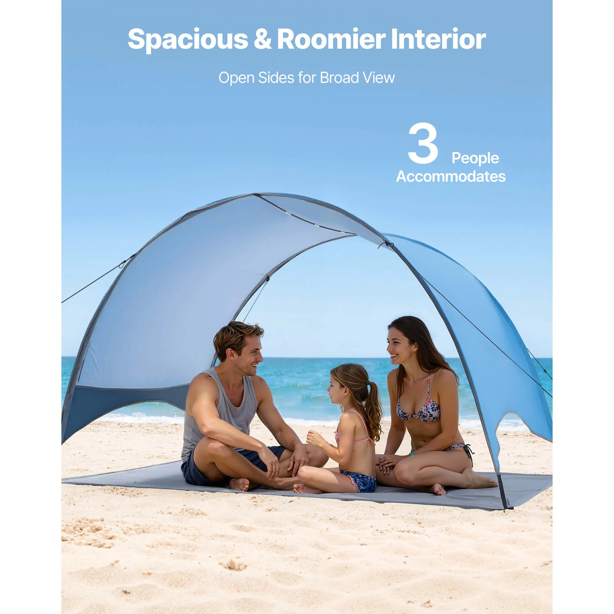Beach Tent Sun Shelter for 3/4 Person UPF 50+ Protection Portable - Image 3