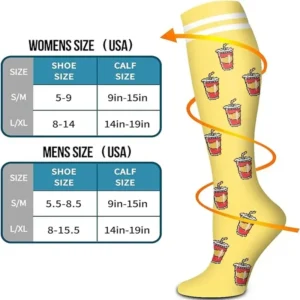 6 Pairs Multicolor Compression Socks, Unisex - Thumbnail Image 3