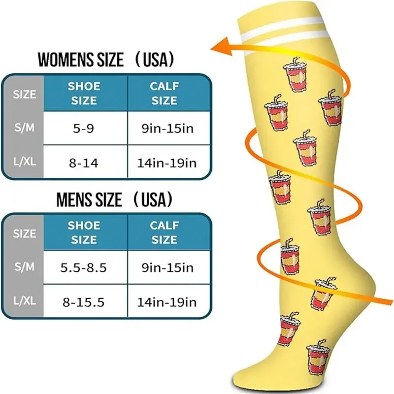 6 Pairs Multicolor Compression Socks, Unisex - Image 3