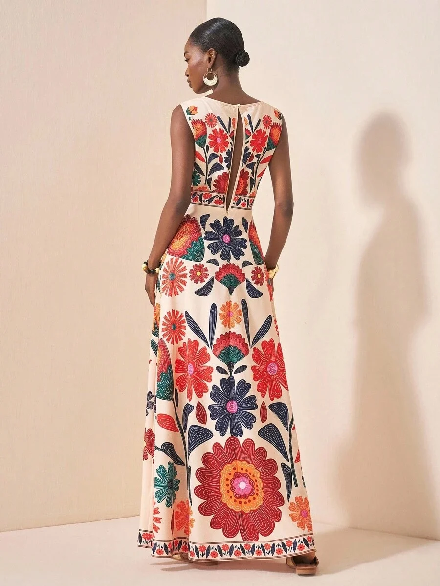Floral Embroidery Maxi Dress - Image 3