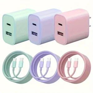 20W USB C fast Charger, Dual Port Adapter w/ 6FT Cable - Thumbnail Image 5