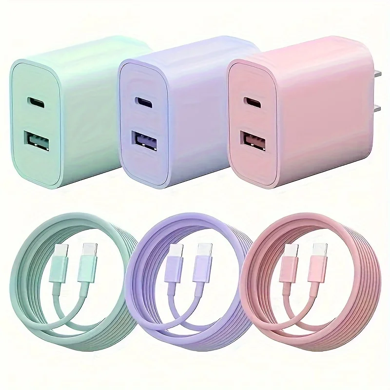 20W USB C fast Charger, Dual Port Adapter w/ 6FT Cable - Image 5