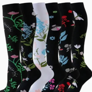 6 Pairs Multicolor Compression Socks, Unisex - Thumbnail Image 8