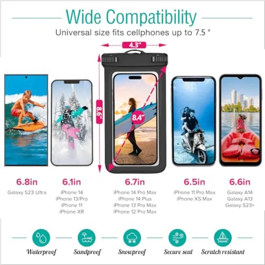 Waterproof Phone Pouch -2 Pack, IPX8 Universal Waterproof Case - Image 2