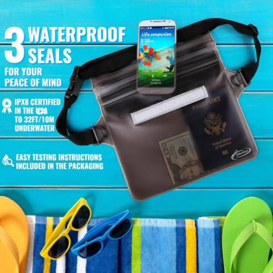 Waterproof Fanny Pack, Phone Pouch Dry Bag for Passport Wallet Purse, Floating Waterproof Bags for Travel Beach Swimming Kayaki - Image 4