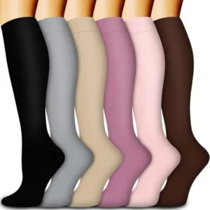 6 Pairs Multicolor Compression Socks, Unisex - Thumbnail Image 23
