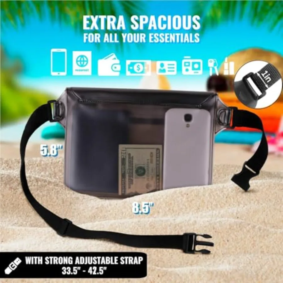 Waterproof Fanny Pack, Phone Pouch Dry Bag for Passport Wallet Purse, Floating Waterproof Bags for Travel Beach Swimming Kayaki - Image 3