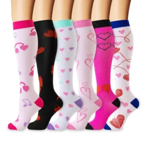 6 Pairs Multicolor Compression Socks, Unisex - Thumbnail Image 19