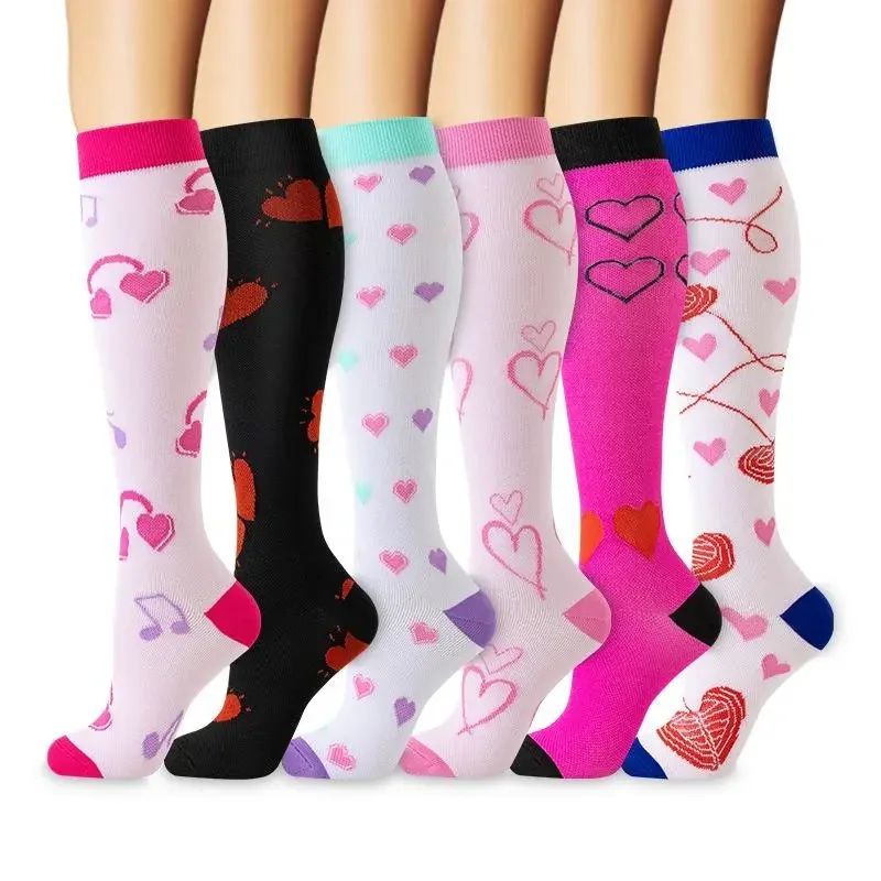 6 Pairs Multicolor Compression Socks, Unisex - Image 19