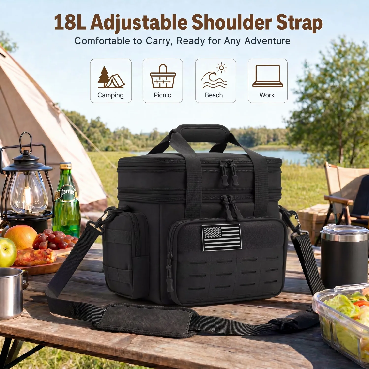 Insulated Picnic Cooler Bag 18L Tactical Expandable Leakproof Thermal Bag - Image 7
