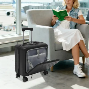 18 Inch Box Suitcase W/Opening Front Compartment - Thumbnail Image 3