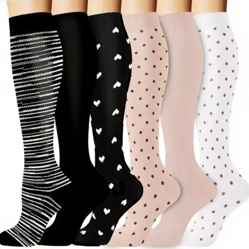 6 Pairs Multicolor Compression Socks, Unisex - Image 17