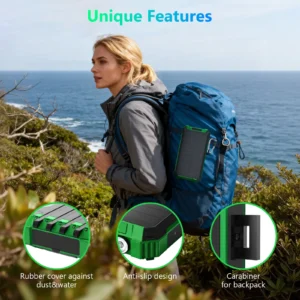 Portable Solar Power Bank 20000mAh Dual LED Lights 4 Built-in Cables Fast Charge - Thumbnail Image 4