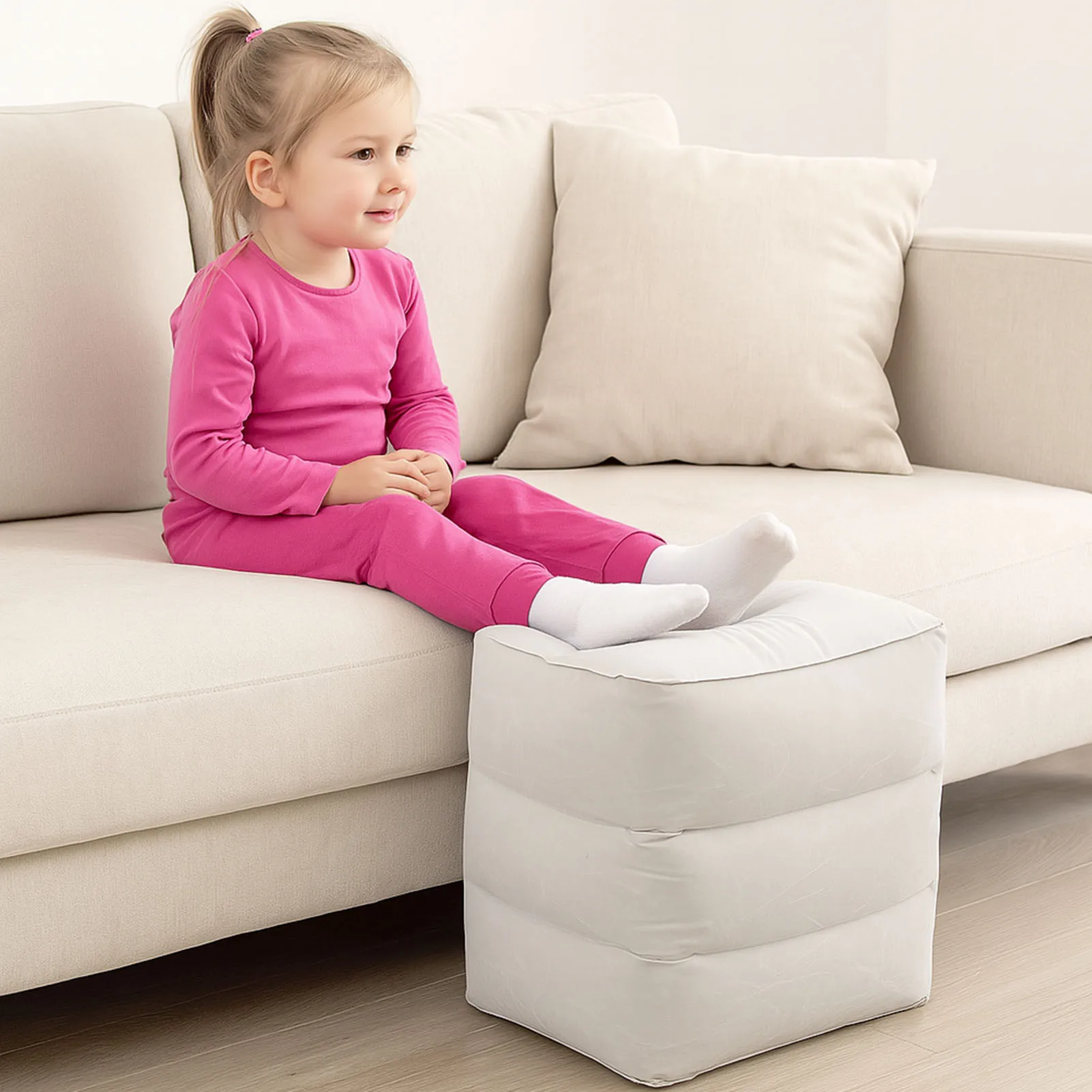 Inflatable Foot Rest, Toddler Airplane Bed. Adj. Height - Image 1