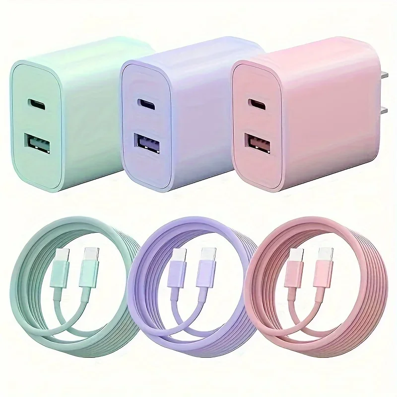 20W USB C fast Charger, Dual Port Adapter w/ 6FT Cable - Image 1