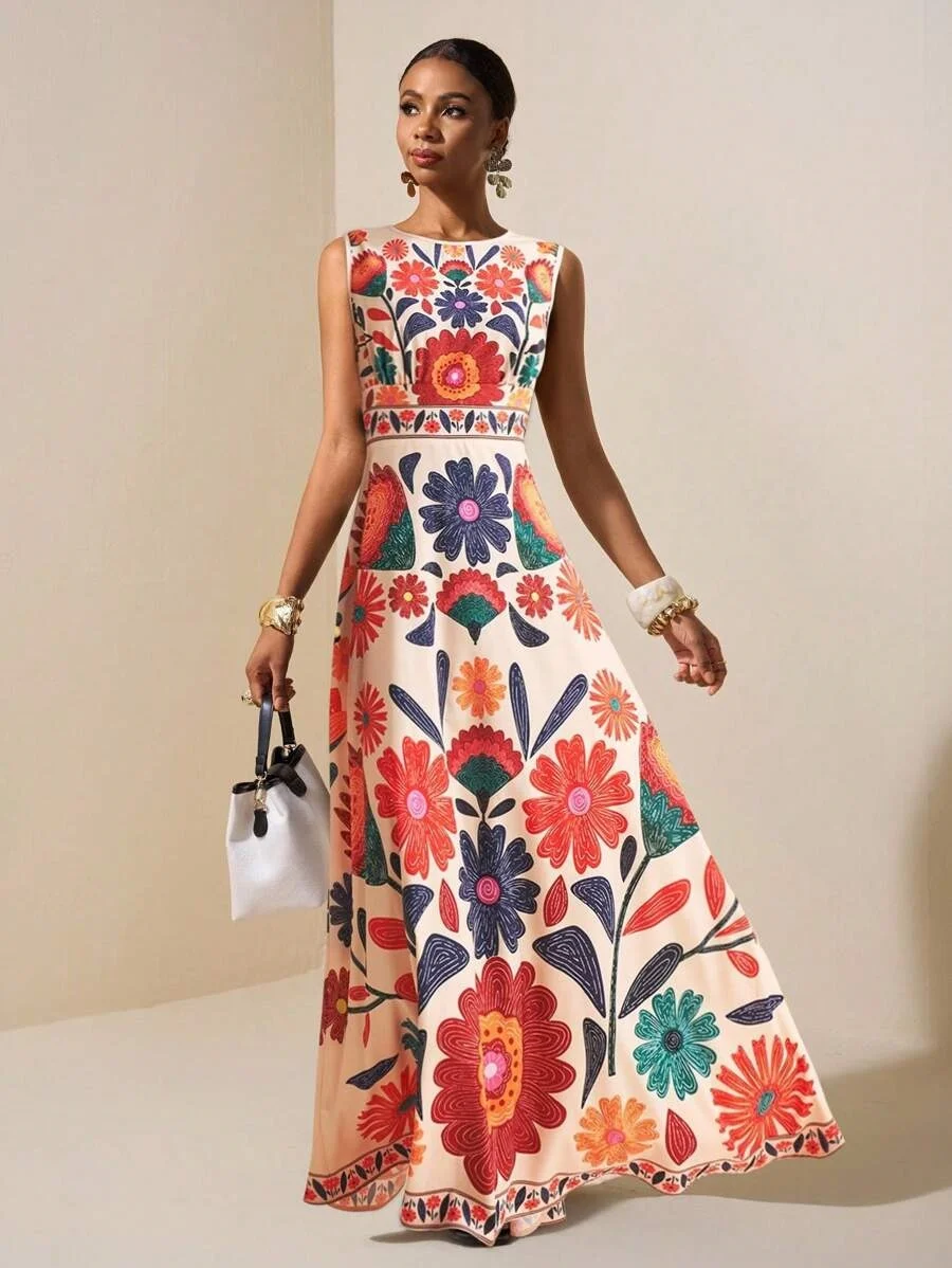 Floral Embroidery Maxi Dress - Image 2