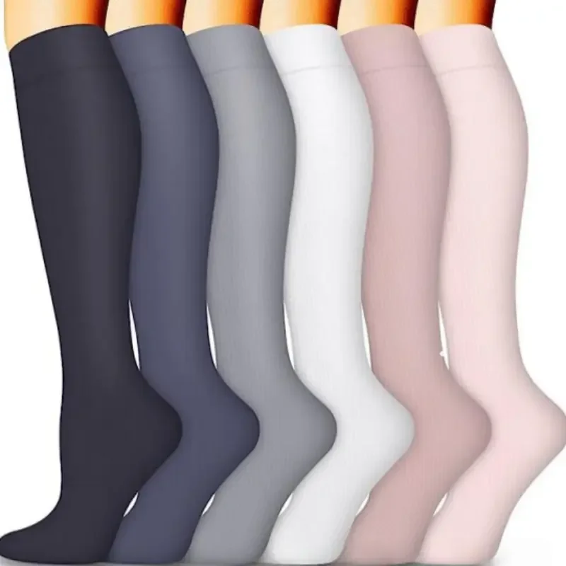 6 Pairs Multicolor Compression Socks, Unisex - Image 1